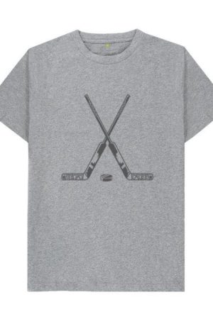 Crossed Hockey Stick With Puck Flat T-Shirt