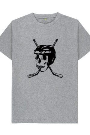 Hockey Helmet Skull And Sticks High Contrast T-Shirt