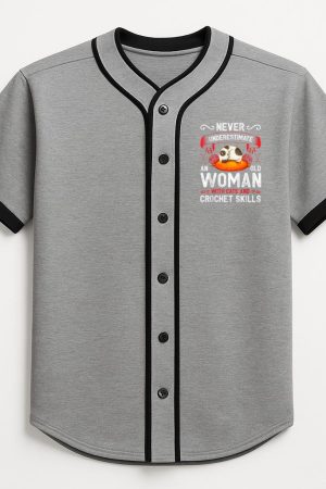 Old Woman With Cats And Crochet Skills Baseball Jersey