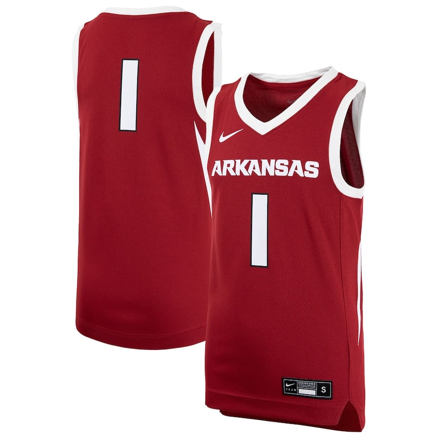 #1 Arkansas Razorbacks Basketball Jersey - Crimson Neasalamis