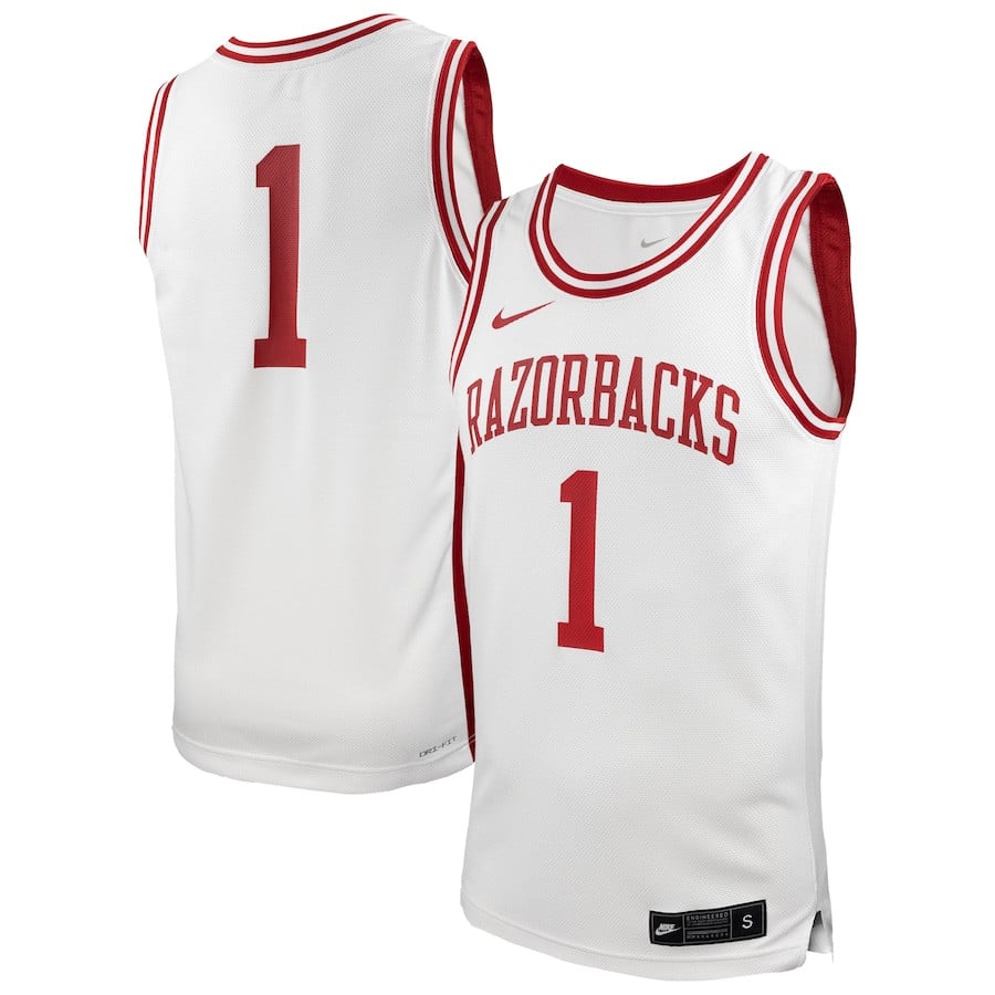 #1 Arkansas Razorbacks Basketball Jersey - White Neasalamis