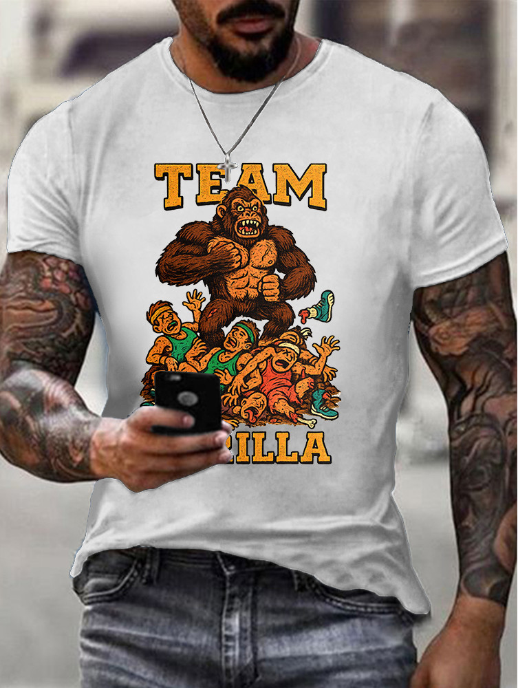 100 Men Vs. 1 Silverback Gorilla In Hand to Hand Combat White Tshirt Neasalamis.com