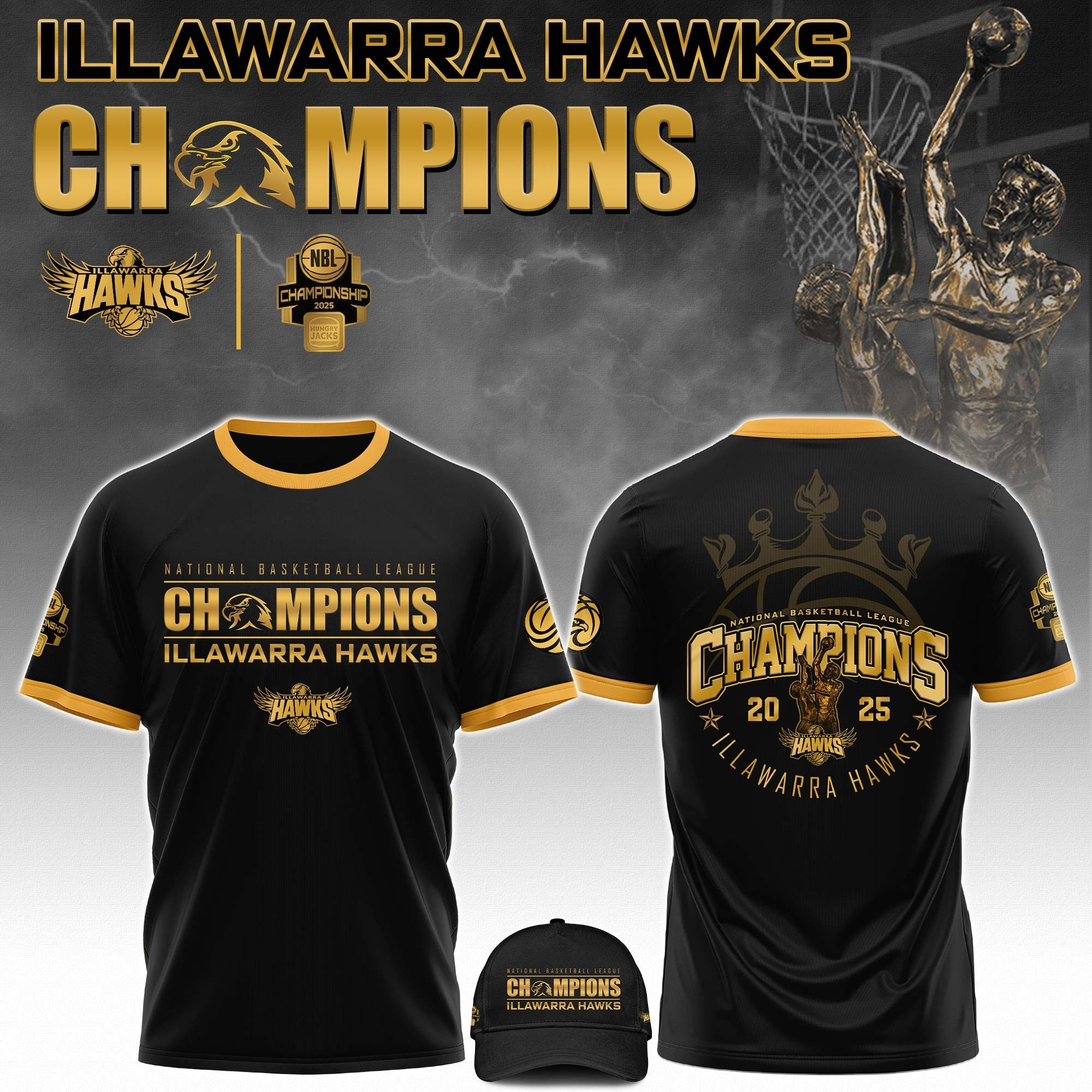 1Illawarra Hawks NBL Champions Limited Edition T-Shirt Basketball Neasalamis.com