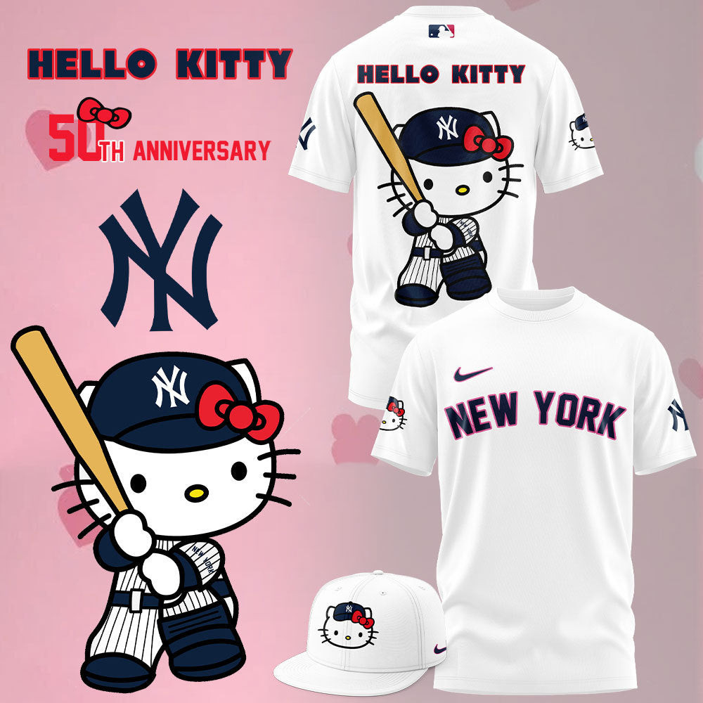 2024 New York Yankees x Hello Cat 50TH T-Shirt Unique Gifts For Football Lovers Neasalamis.com