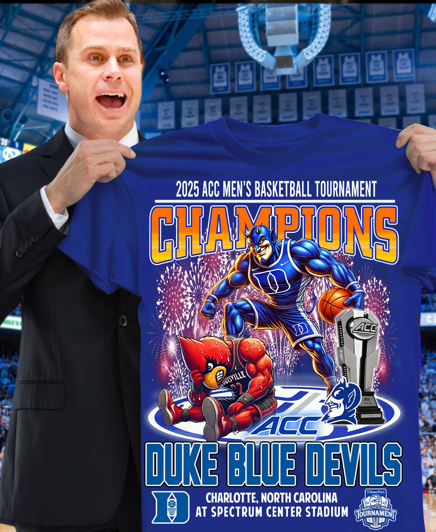 2025 ACC Men's Basketball Tournament Champions Duke Blue Devils T-Shirt Neasalamis.com