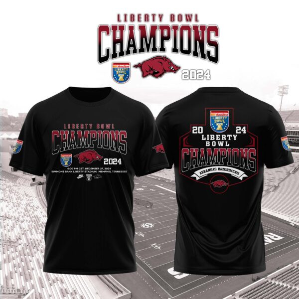 2025 Arkansas Razorback Liberty Bowl Champions T-Shirt Good Gifts For Hockey Fans Neasalamis.com
