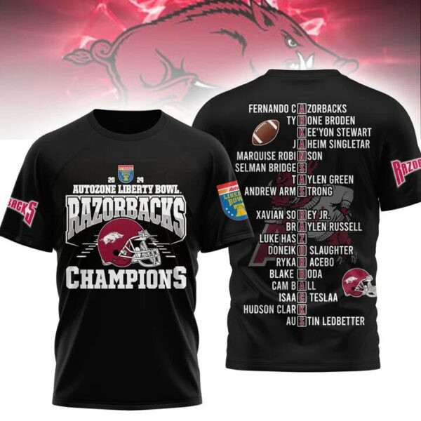 2025 Arkansas Razorbacks Shirt Arkansas Razorback Liberty Bowl Champions T-Shirt Presents For Son Neasalamis.com