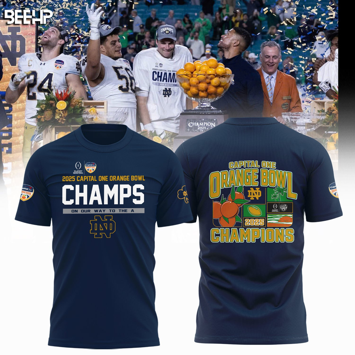 2025 Capital One Orange Bowl Champs Notre Dame T-Shirt Football Neasalamis.com