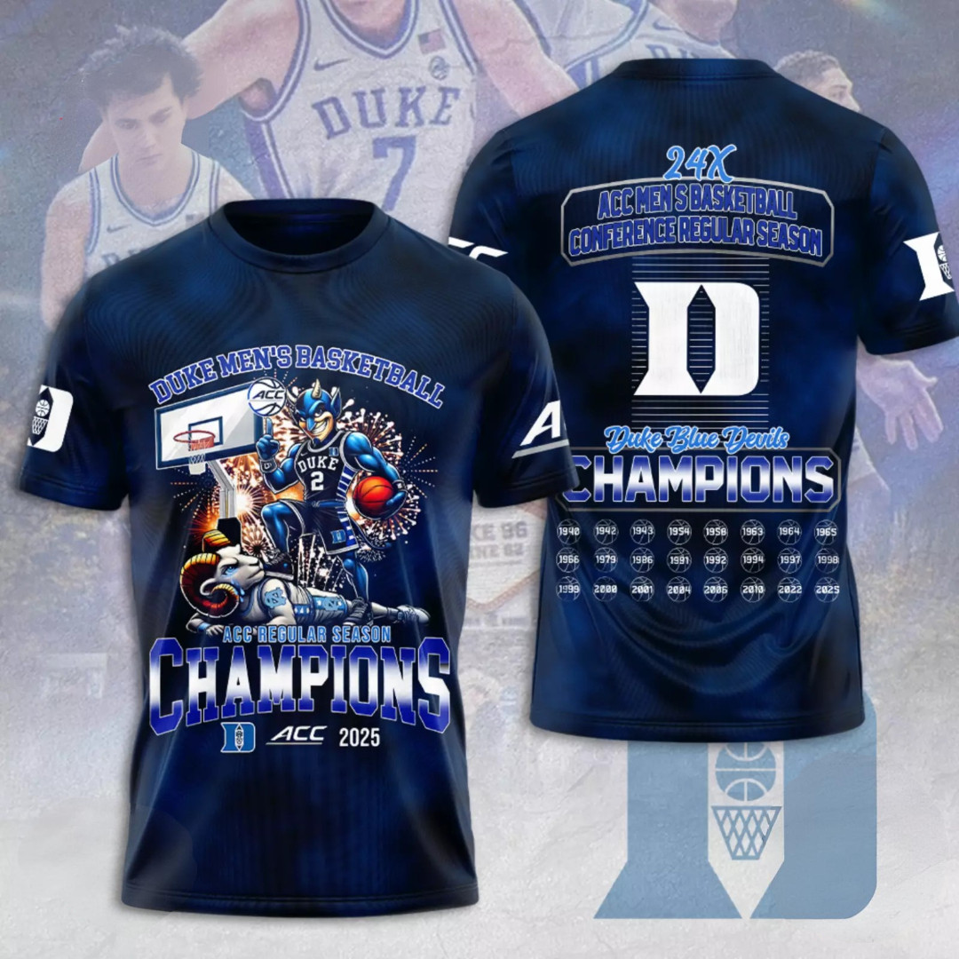 2025 Duke Blue Devil Men's Basketball 3D T Shirt Unique Gifts For Basketball Lovers Neasalamis.com