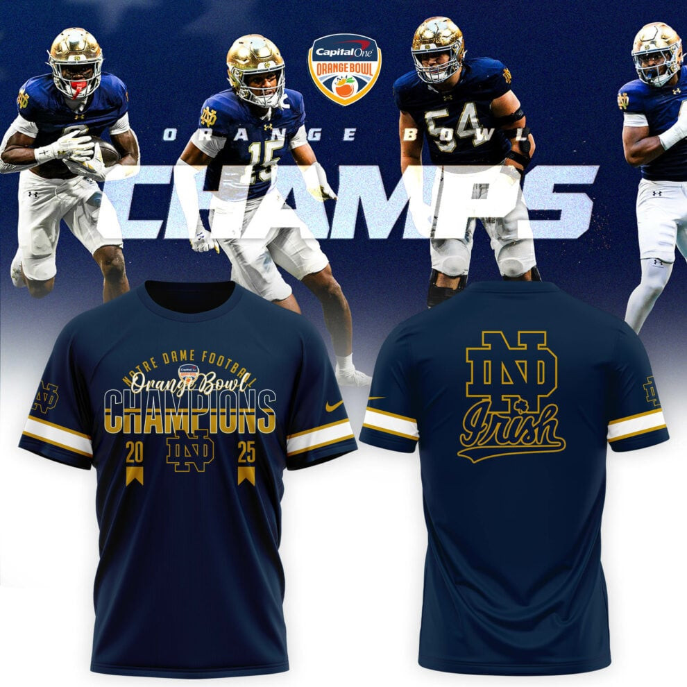 2025 Orange Bowl Champions Notre Dame Fighting Irish Football T-Shirt Great Gifts For Basketball Fans Neasalamis.com