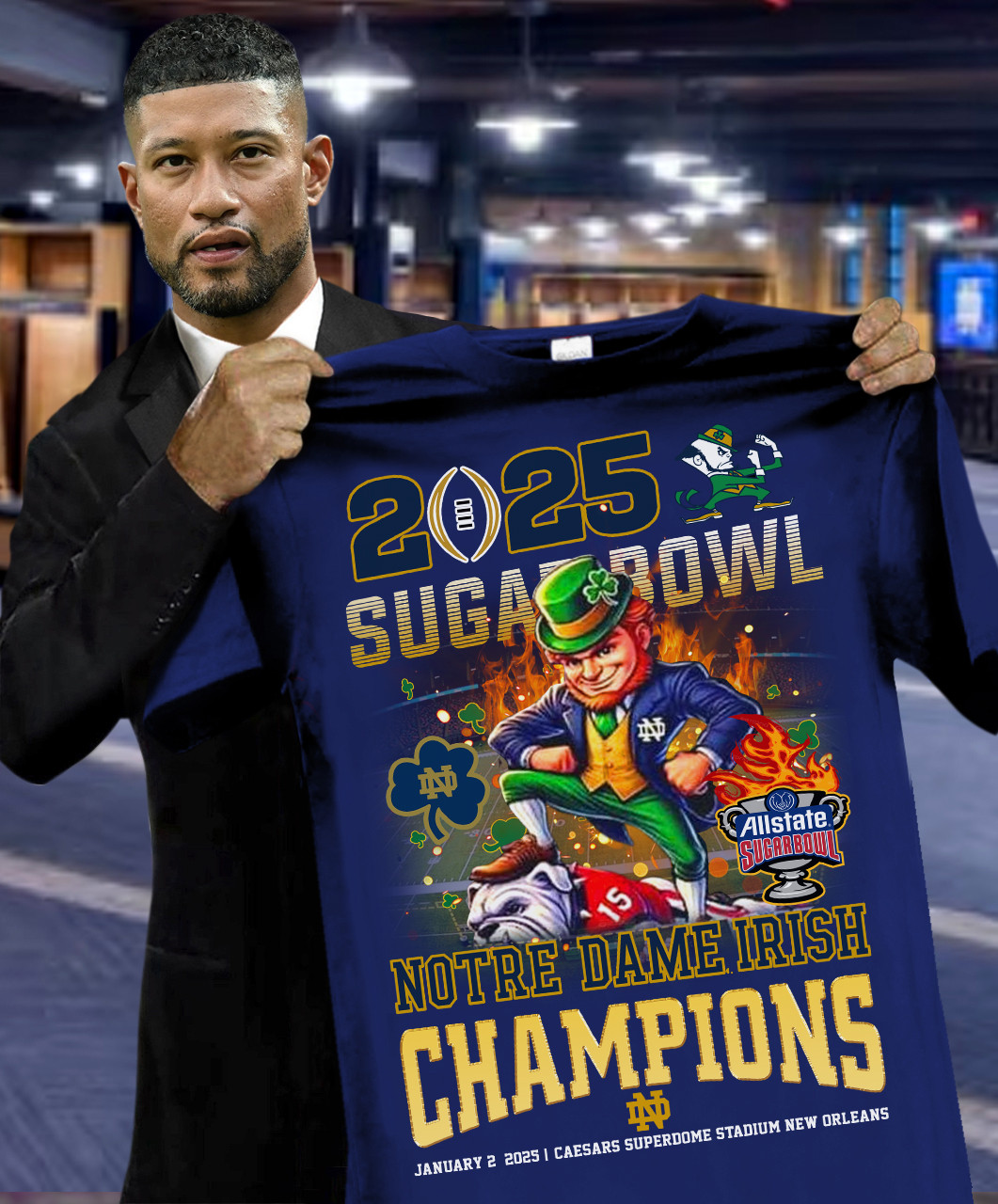 2025 Sugar Bowl Notre Dame Irish Champions T-Shirt Gift Ideas For Football Lovers Neasalamis.com