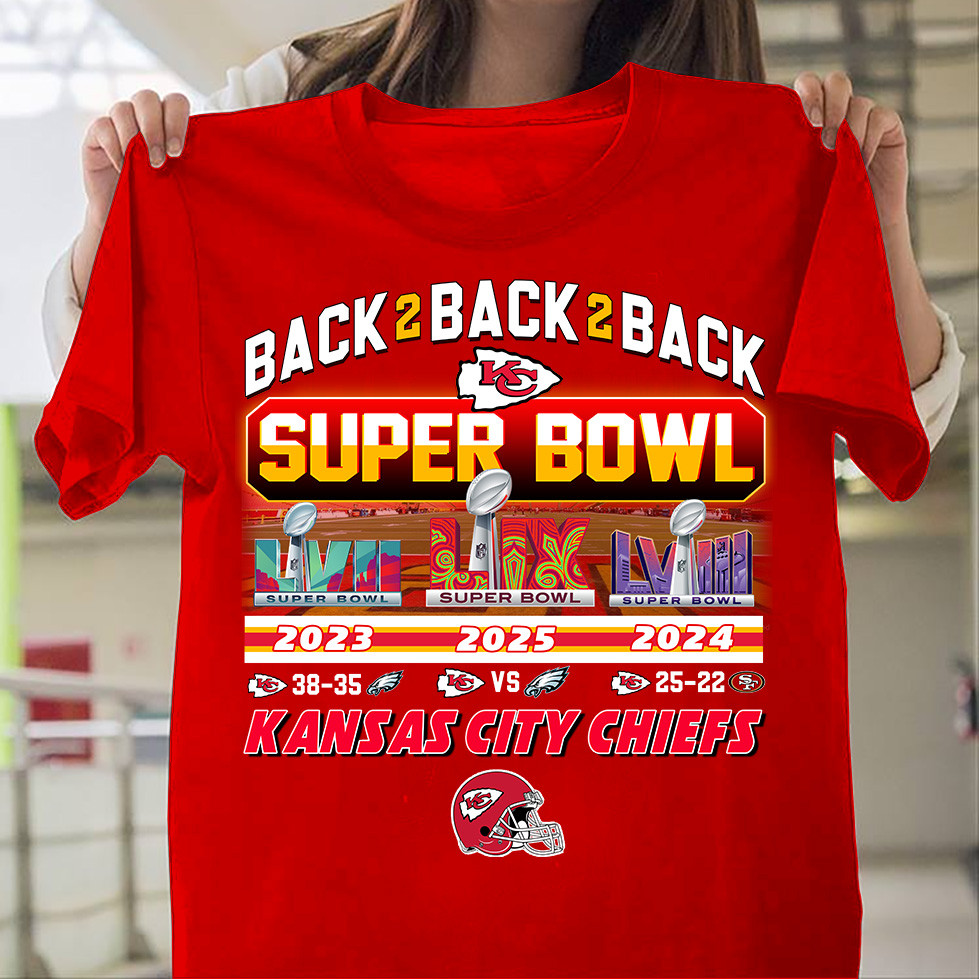 2025 Super Bowl Back 2 Back 2 Back Kansas City Chiefs T-Shirt For Football Fans Neasalamis.com