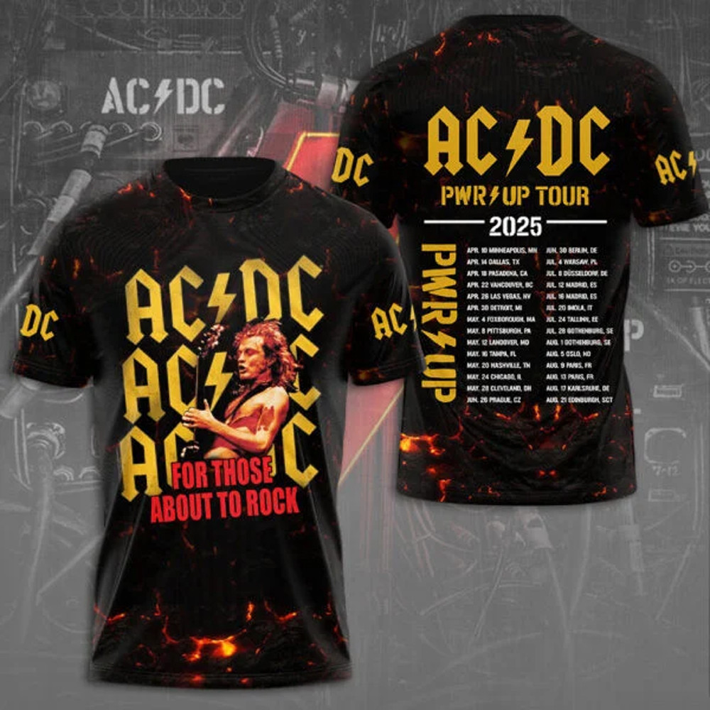 AC DC Pwr Up Tour 2025 For Those About To Rock T-Shirt Rock Band Neasalamis.com