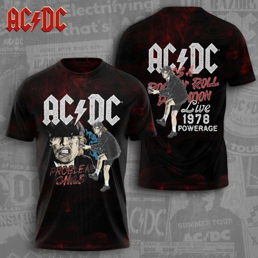 AC DC Pwr Up Tour 2025 Problem Child Shirt Gifts For ACDC Rock Band Fans Neasalamis.com