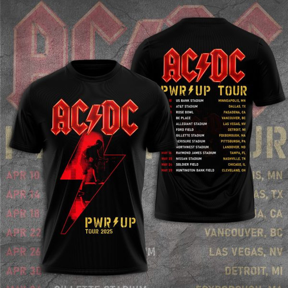 AC DC Pwr Up Tour 2025 Shirt ACDC Band T-Shirt For Band Fans Neasalamis.com