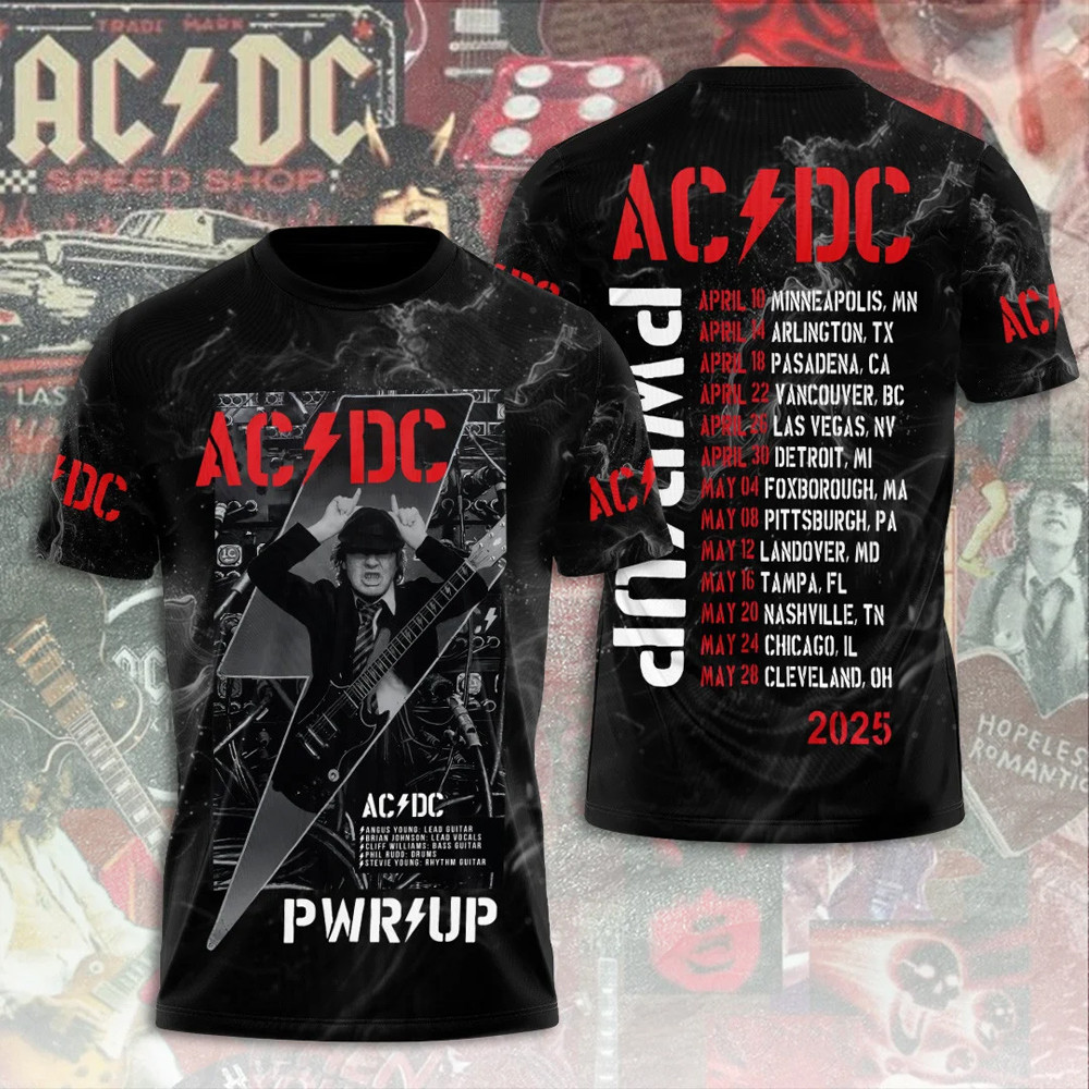 AC DC Pwr Up Tour 2025 Shirt ACDC Rock Band T-Shirt Neasalamis.com