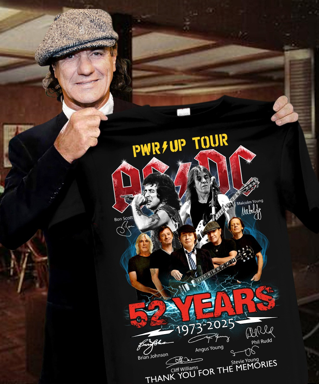 AC DC Pwr Up Tour 52 Years 1973 2025 Signature Shirt Thank You For The Memories Fan Merch Neasalamis.com