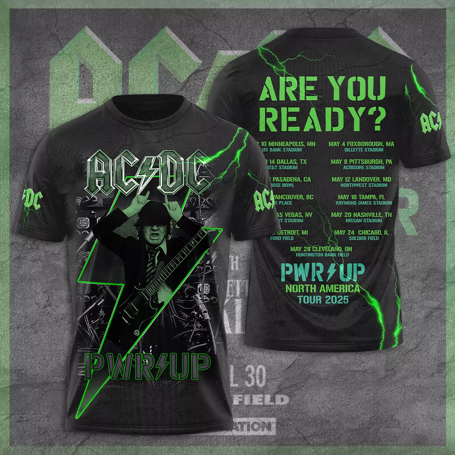 ACDC POWER UP TOUR 2025 LIMITED EDITION UNISEX 2 sided TSHIRT Rock Band Fan Gift Neasalamis.com