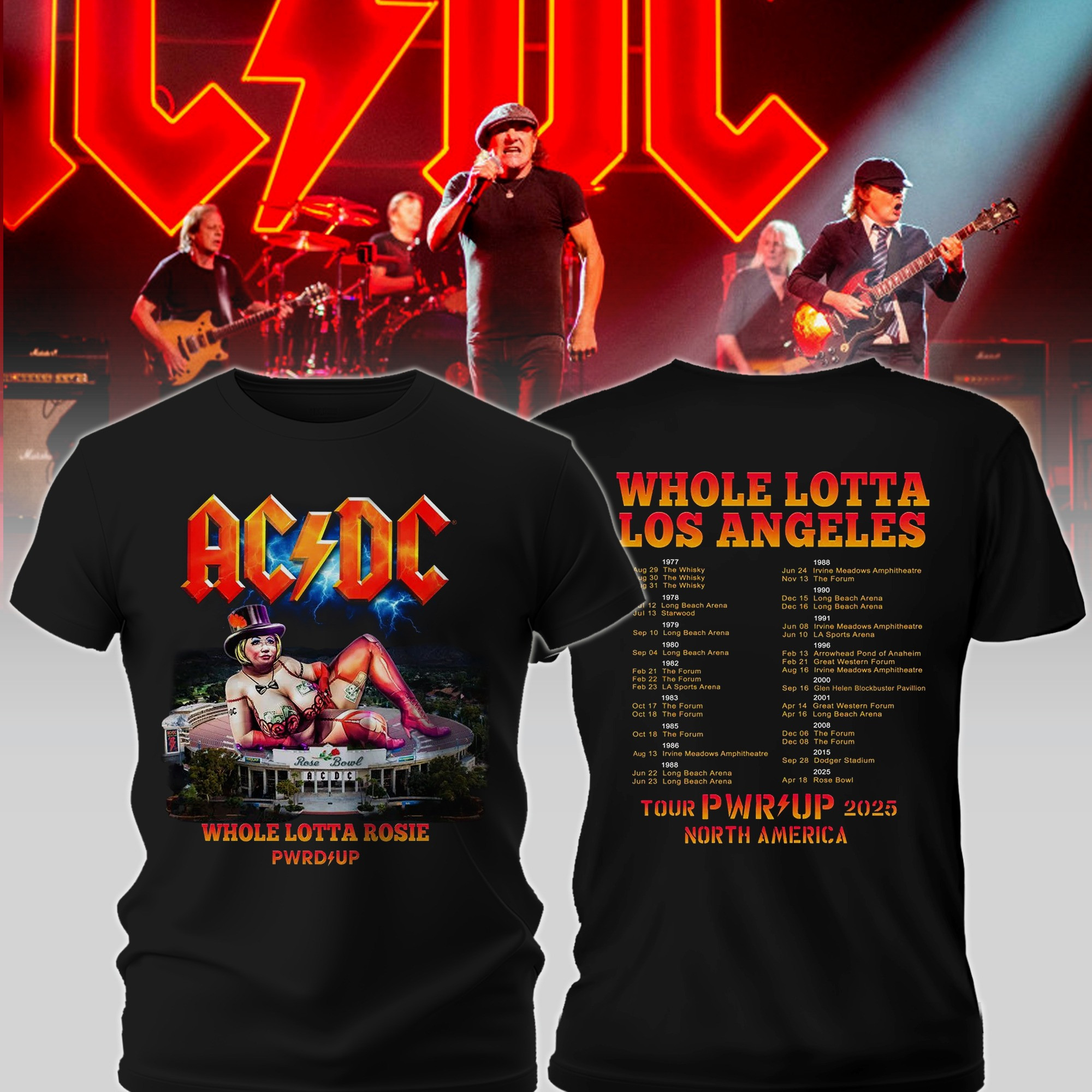 AC'DC Power Up Merch 2025 North American T-Shirt Whole Lotta Los Angeles ACDC Neasalamis.com