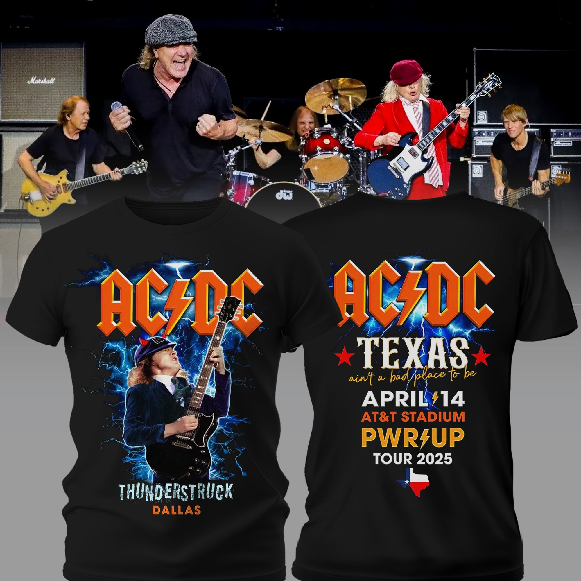 AC'DC Power Up Tour Merch 2025 T-Shirt Thunderstruck Dallas Texas Neasalamis.com