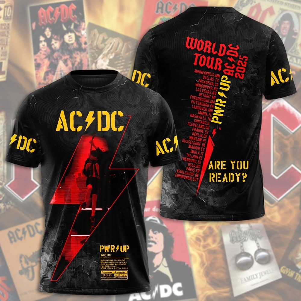 AC'DC Power Up World Tour 2025 T-Shirt ACDC Tour Merch Apparel Best Gifts For Rock Fans Neasalamis.com