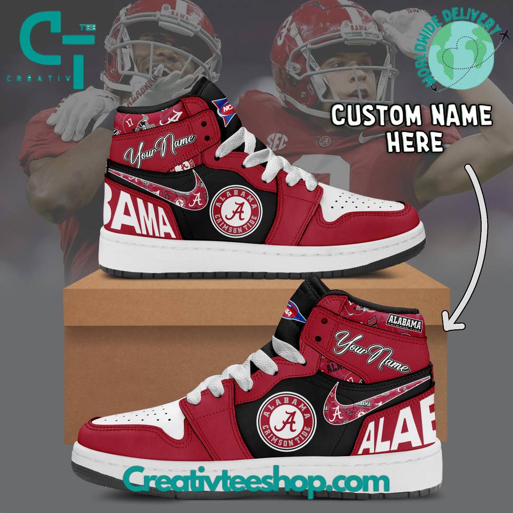 Alabama Crimson Tide AJ1 High Sneakers Shoes For Men And Women Calebmatthewhans Neasalamis