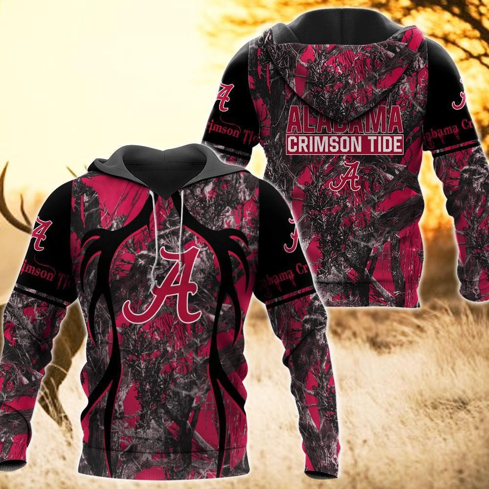 Alabama Crimson Tide Camo Hunting 3D printed Sweatshirt Hoodie Zipped Hoodie Neasalamis