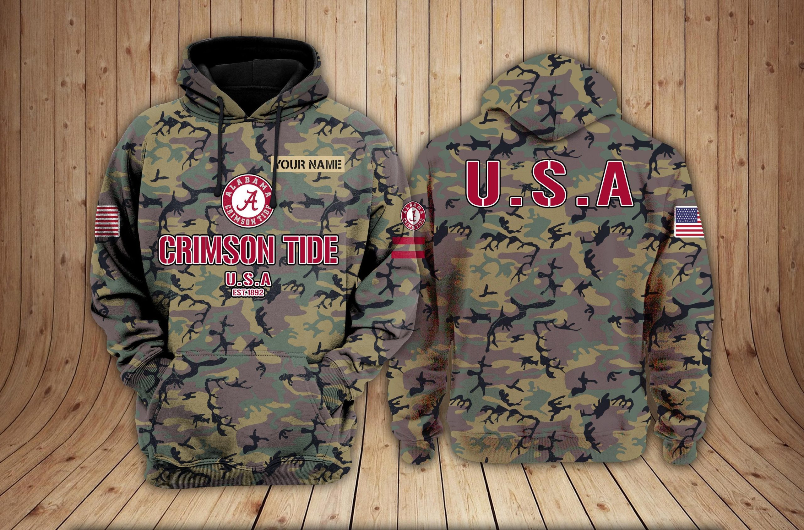 Alabama Crimson Tide NCAA Camouflage 3D Hoodie PT Neasalamis