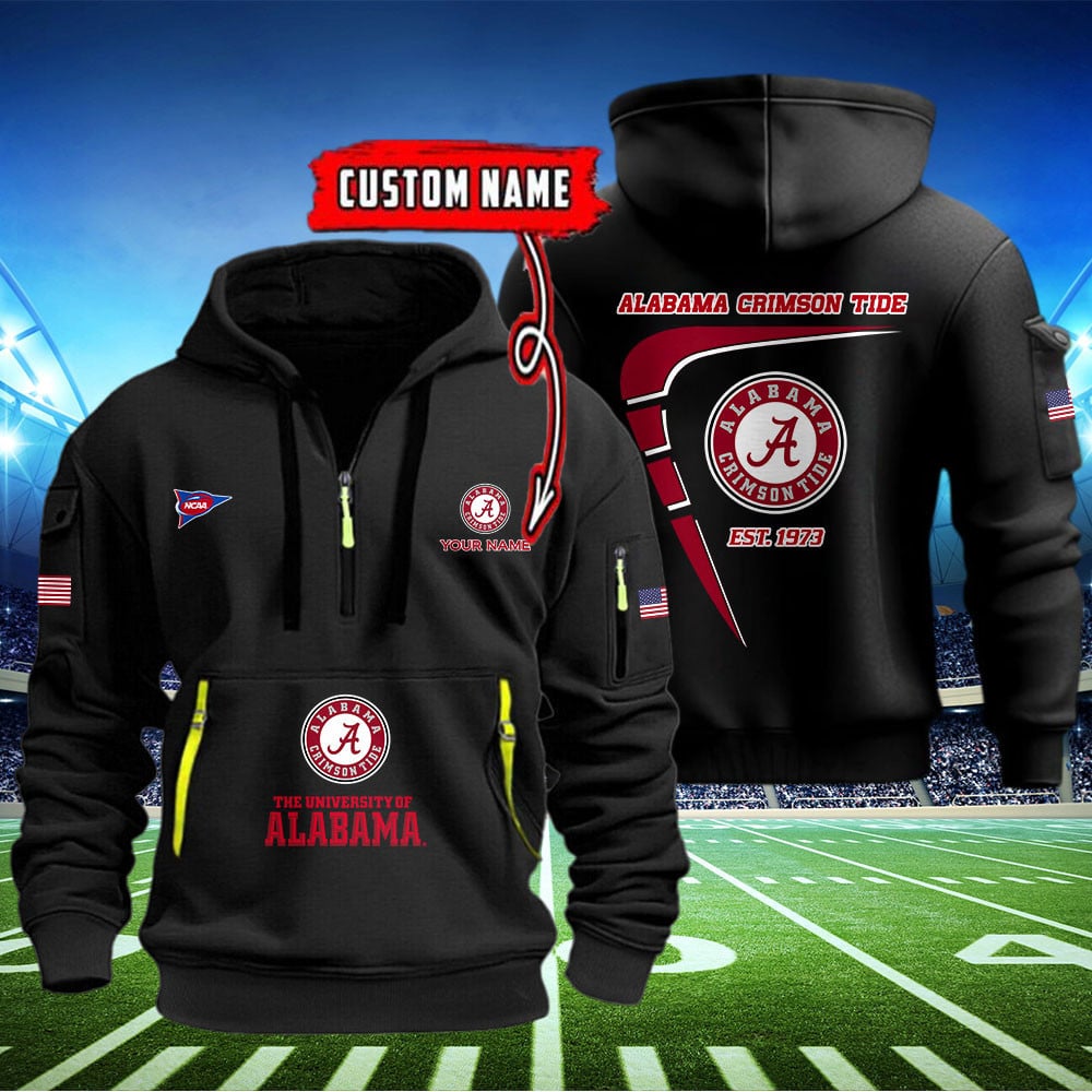 Alabama Crimson Tide Quarter Zip Hoodie Style Neasalamis
