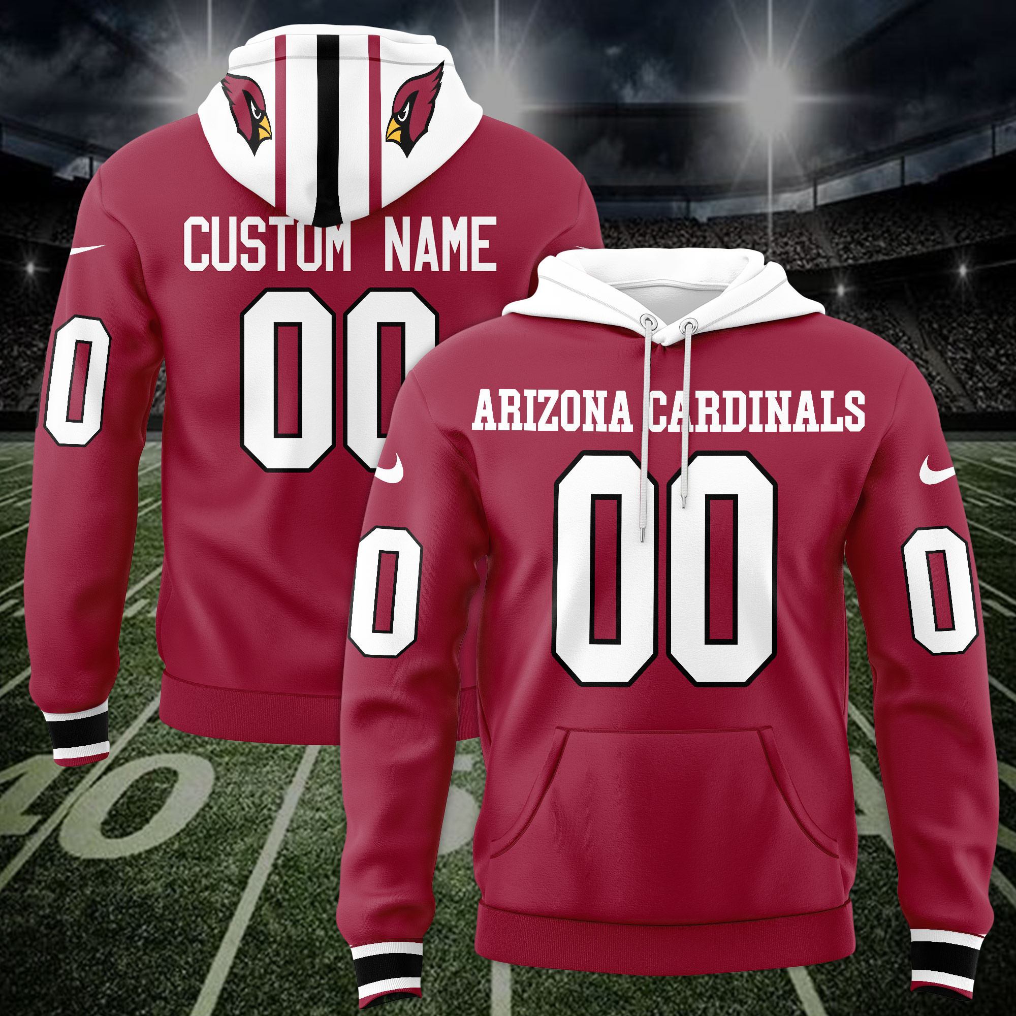 Arizona Cardinals Custom Name And Number 3D Hoodie Style Neasalamis