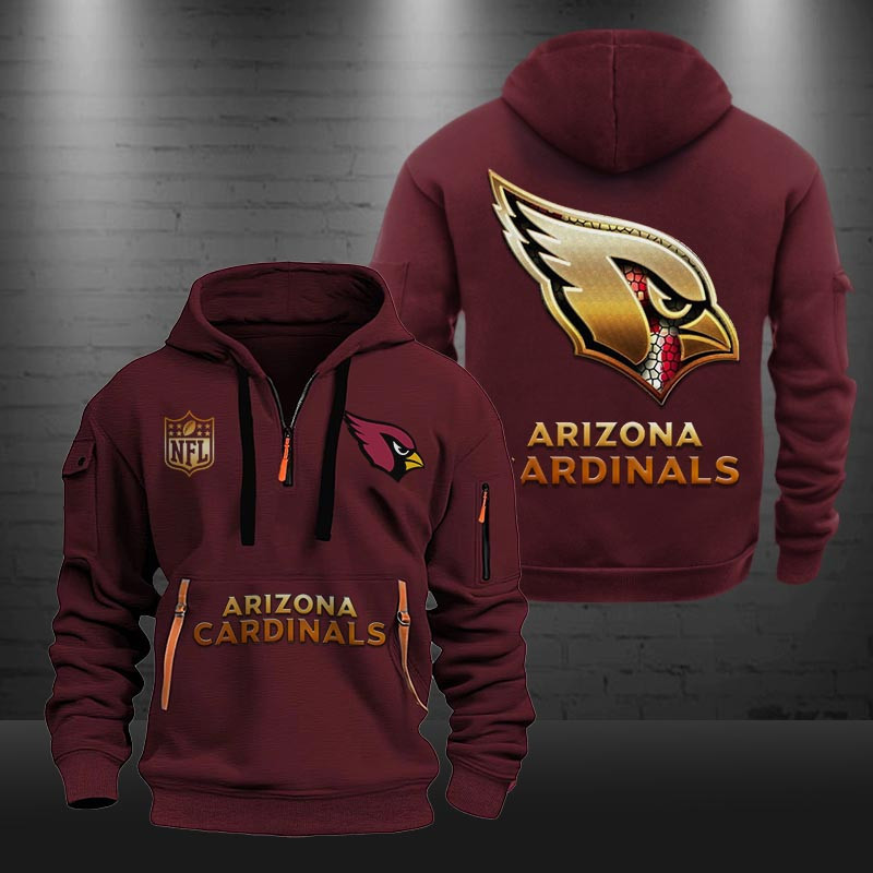 Arizona Cardinals Golden Logo NFL Quarter Zip Hoodie Neasalamis