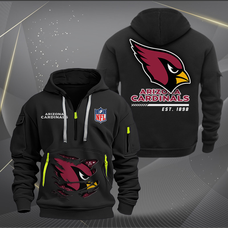 Arizona Cardinals Monster Scratch 2 Logo NFL Quarter Zip Hoodie Neasalamis