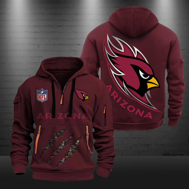 Arizona Cardinals Monster Scratch Logo NFL Quarter Zip Hoodie Neasalamis