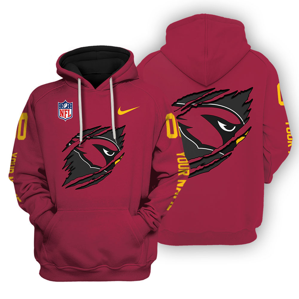 Arizona Cardinals Scratch Logo NFL 3D Hoodie Style Neasalamis