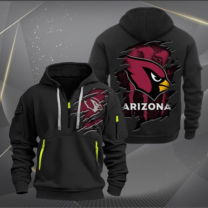 Arizona Cardinals Scratch Logo NFL Quarter Zip Hoodie Style Neasalamis