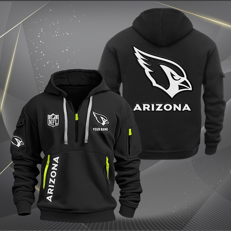 Arizona Cardinals White Logo NFL Quarter Zip Hoodie Neasalamis