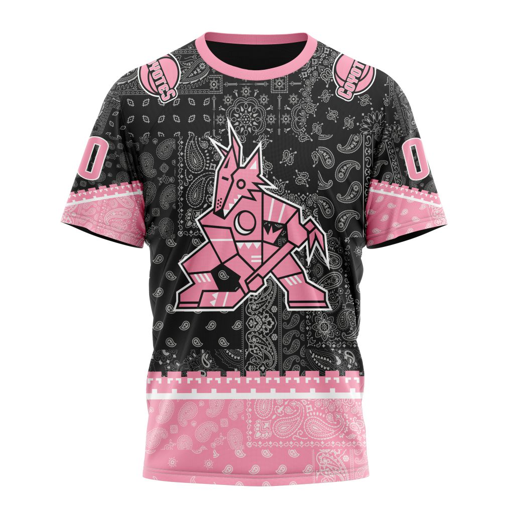 Arizona Coyotes Special Pink Paisley Design 01 Personalized Name And Number T-Shirt Style Neasalamis.com