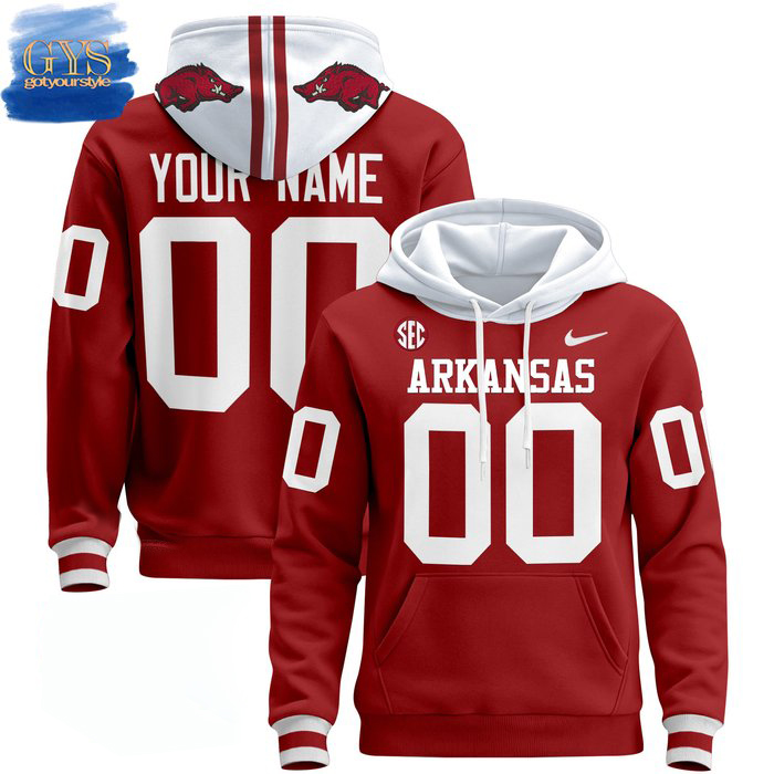Arkansas Razorbacks 2024 Custom name and Number Pullover Hoodie Neasalamis