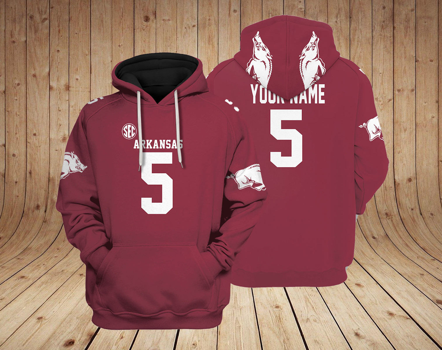 Arkansas Razorbacks NCAA Custom 3D Hoodie PT Neasalamis