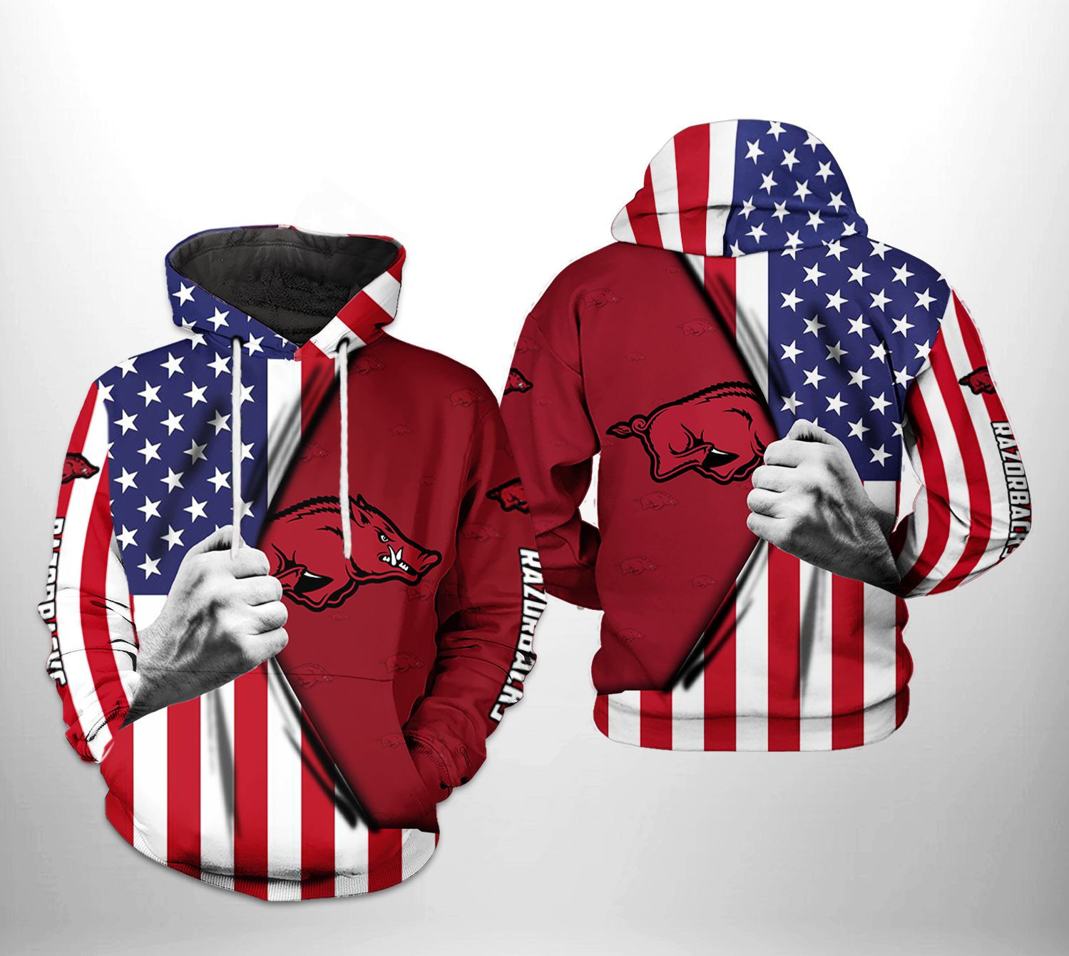 Arkansas Razorbacks NCAA US FLag Hoodie Neasalamis