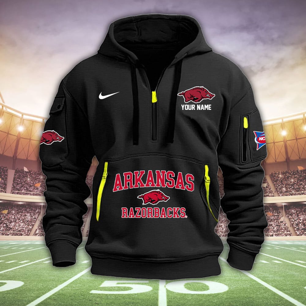 Arkansas Razorbacks Quarter Zip Hoodie Set Neasalamis