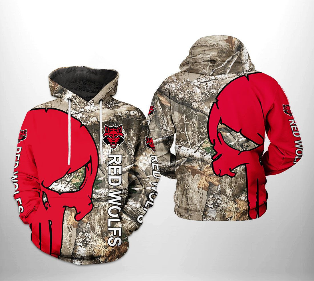 Arkansas State Red Wolfs NCAA Camo Veteran Hunting Hoodie Neasalamis