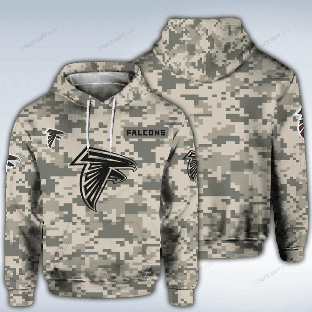Atlanta Falcons Camouflage NFL Unisex 3D Hoodie Style Neasalamis