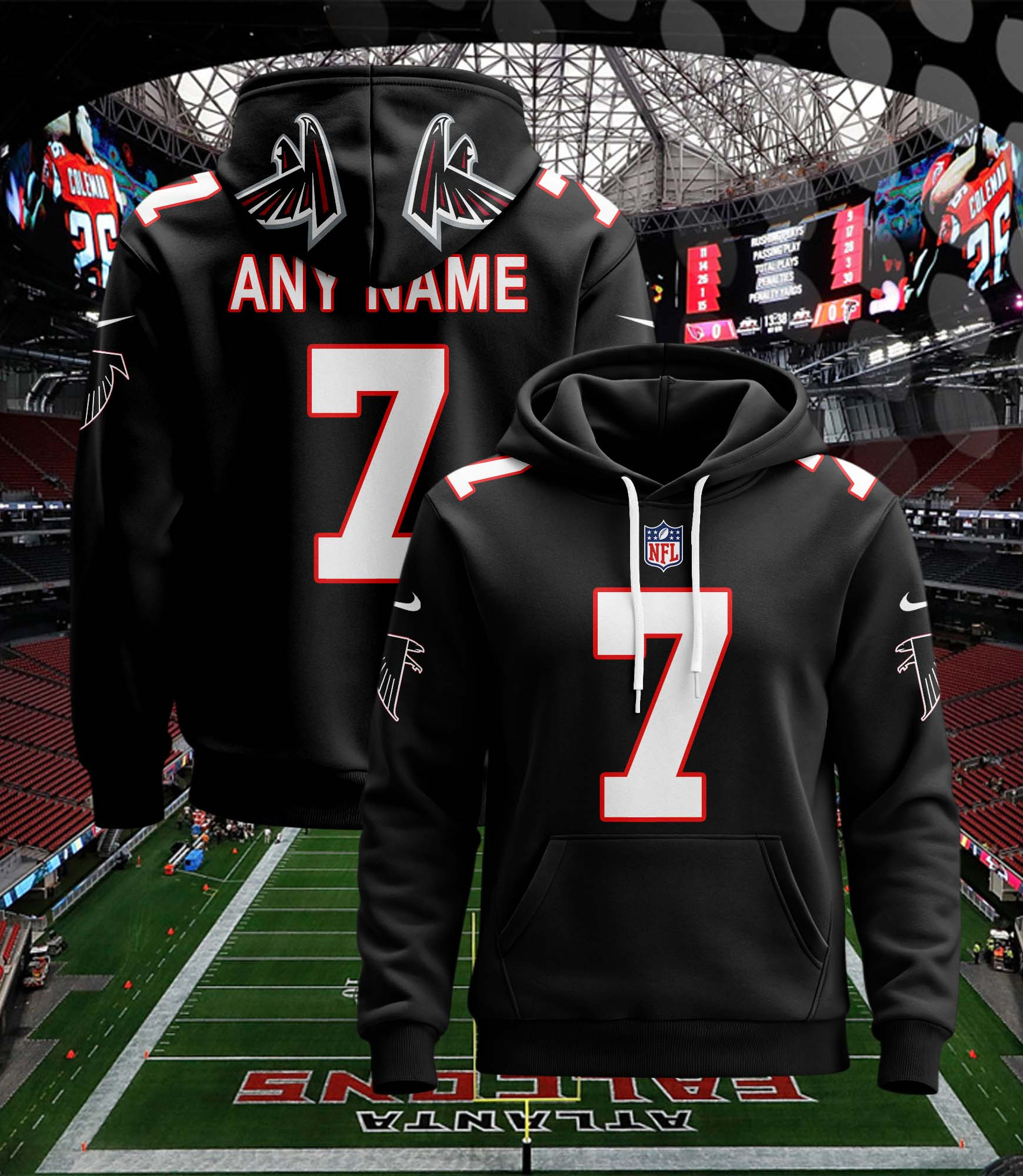 Atlanta Falcons Custom Name And Number 3D Hoodie Style Neasalamis