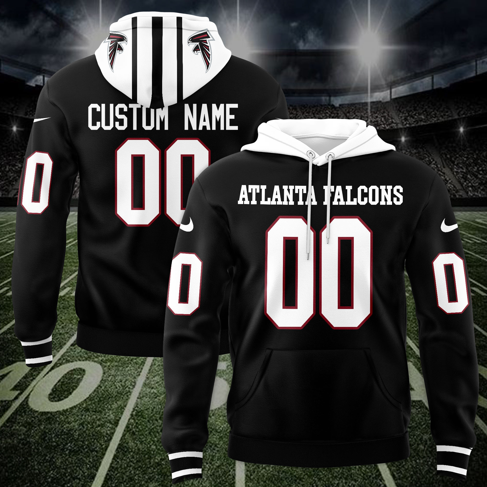 Atlanta Falcons Custom Name And Number 3D Hoodie Style Neasalamis