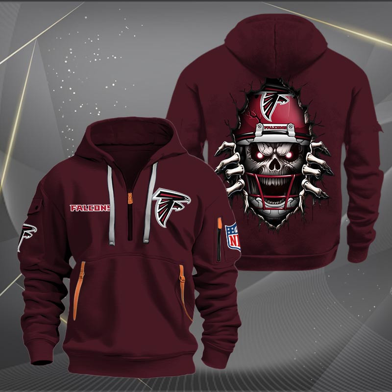 Atlanta Falcons Football Player Skull Quarter Zip Hoodie Neasalamis