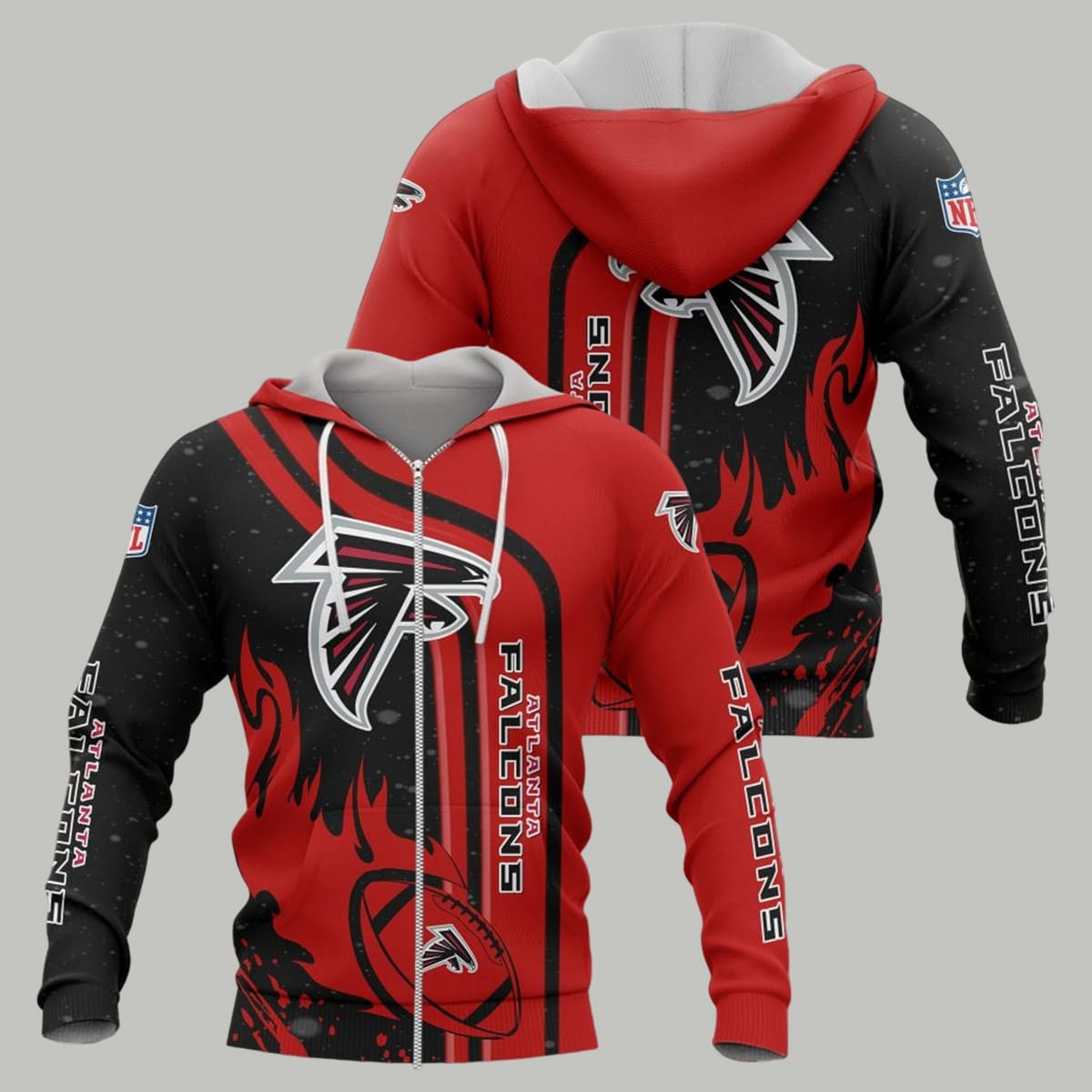 Atlanta Falcons Football Zip Personalized 3D printed Sweatshirt Hoodie Zipped Hoodie Neasalamis