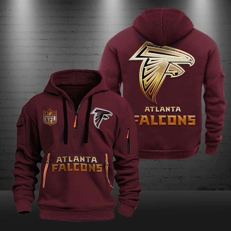 Atlanta Falcons Golden Logo NFL Quarter Zip Hoodie Neasalamis