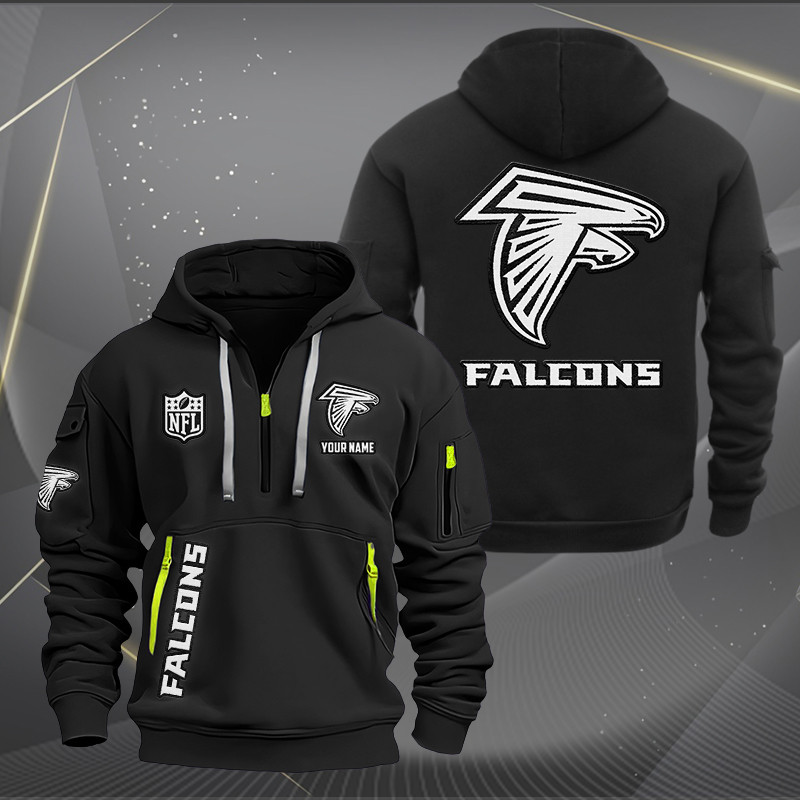 Atlanta Falcons White Logo NFL Quarter Zip Hoodie Neasalamis