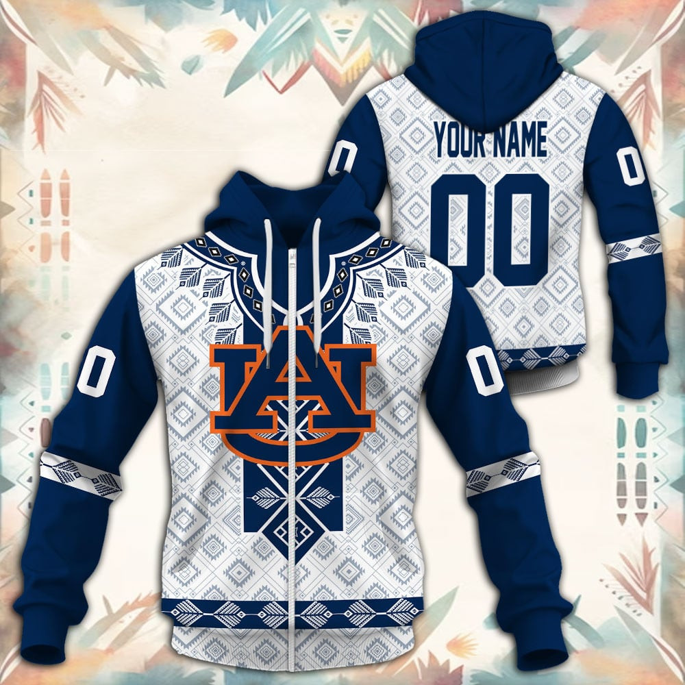 Auburn Tigers Native Tribal Custom Name And Number 3D printed Sweatshirt Hoodie Zipped Hoodie Neasalamis